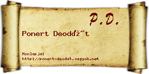 Ponert Deodát névjegykártya
